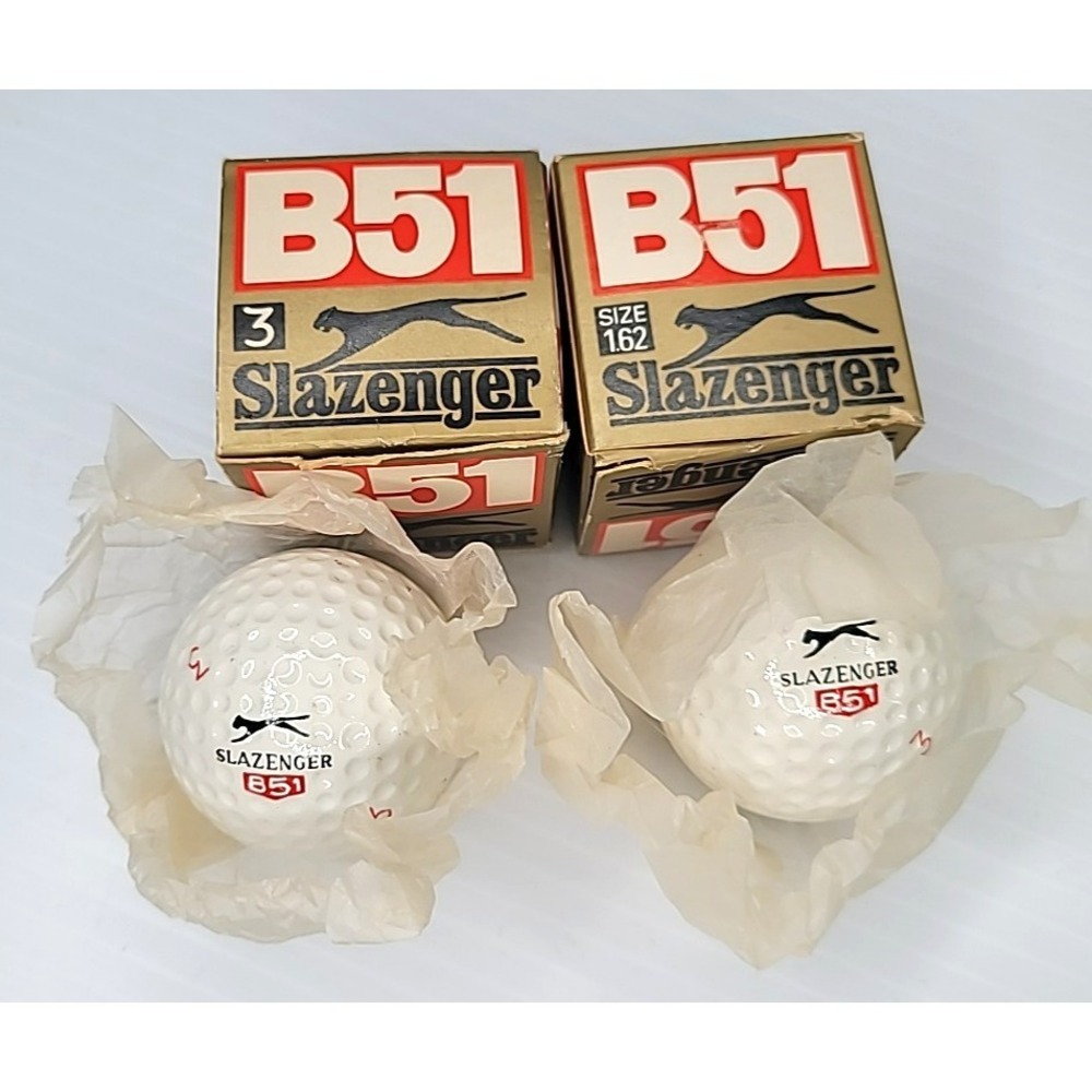 2 - Vintage Slazenger B51 Rare Size 1.62 #3 Golf Balls w Gold Boxes Panther RARE